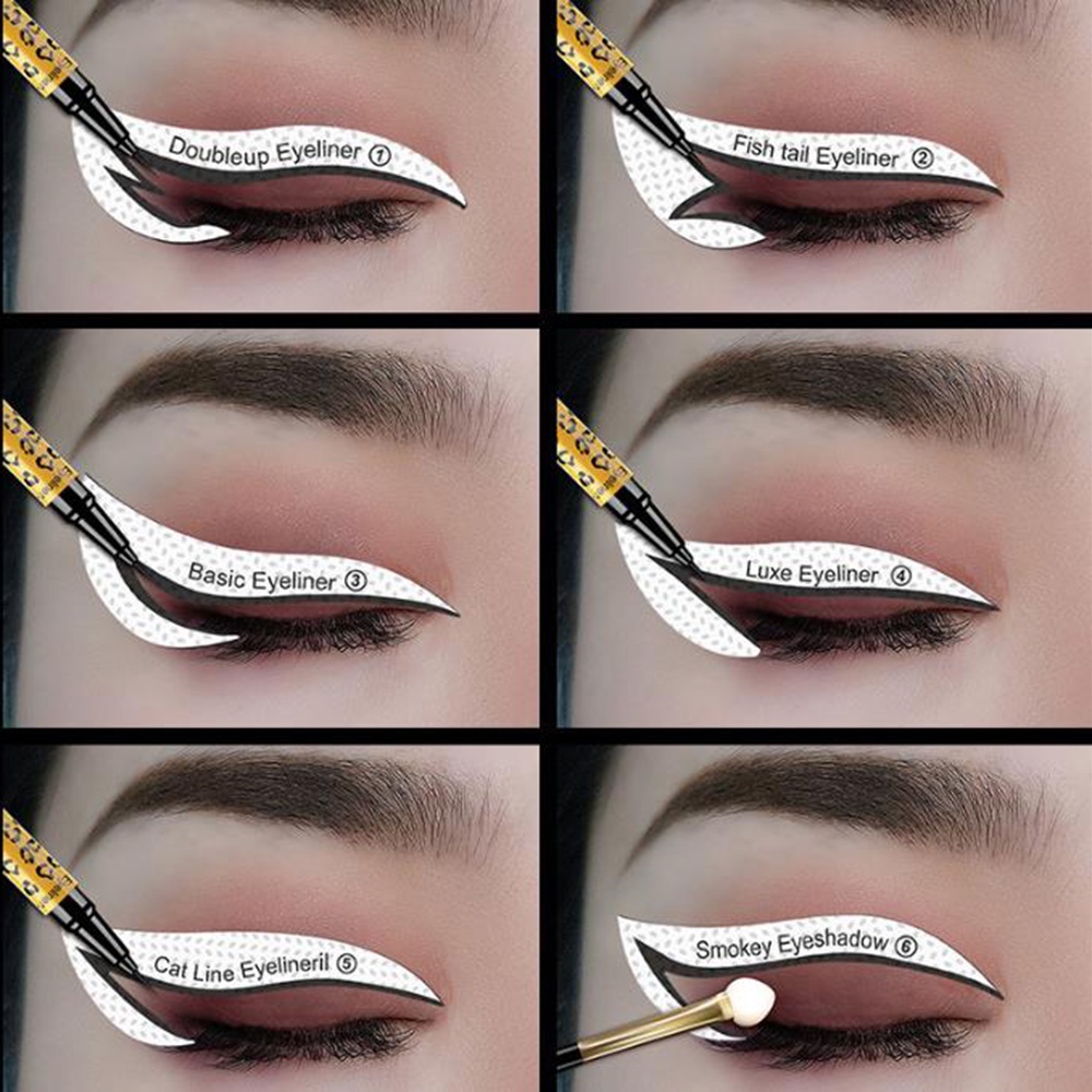 Bộ 24 Khuôn Kẻ Mắt / Kẻ Mày / Kẻ Mắt Chuyên Nghiệp Với 12 Kiểu Màu Tùy Chọn