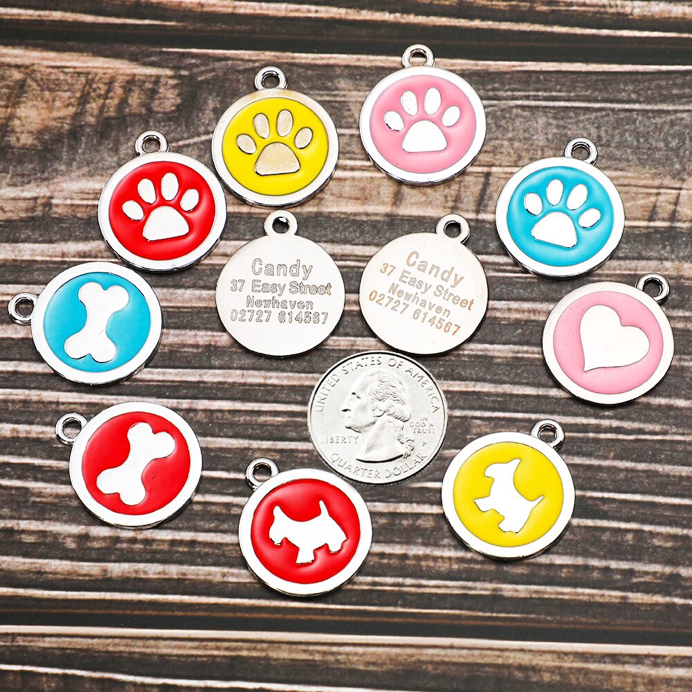 [Khắc miễn phí] Cá nhân hóa Pet Cat Dog ID Tag chống mất Mặt dây chuyền Khắc tên điện thoại Phụ kiện cổ áo