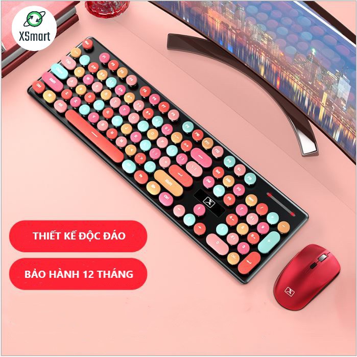 COMBO Bàn Phím Và Chuột Không Dây Siêu Đẹp N620 Candy Hồng Đa Sắc Màu, Phím Chuột Tương Thích Máy Tính, Laptop, PC