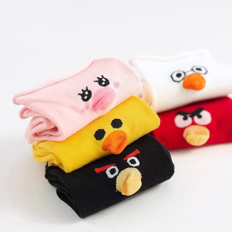 Set 5 đôi tất nữ cao cổ Mivino vớ nữ in hình Angry Bird cực đáng yêu TN47