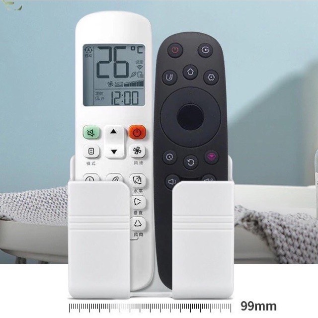 Kệ Dán Tường Để Remote, Đồ Dùng/ Giá Đỡ Sạc Điện Thoại - Có Móc Treo Giữ Dây Điện