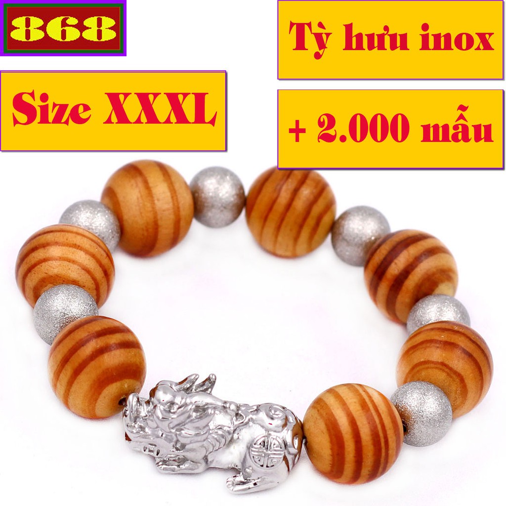 Vòng chuỗi tay gỗ huyết rồng 18 ly charm tỳ hưu inox VGHRTHTRSB18 | BigBuy360 - bigbuy360.vn