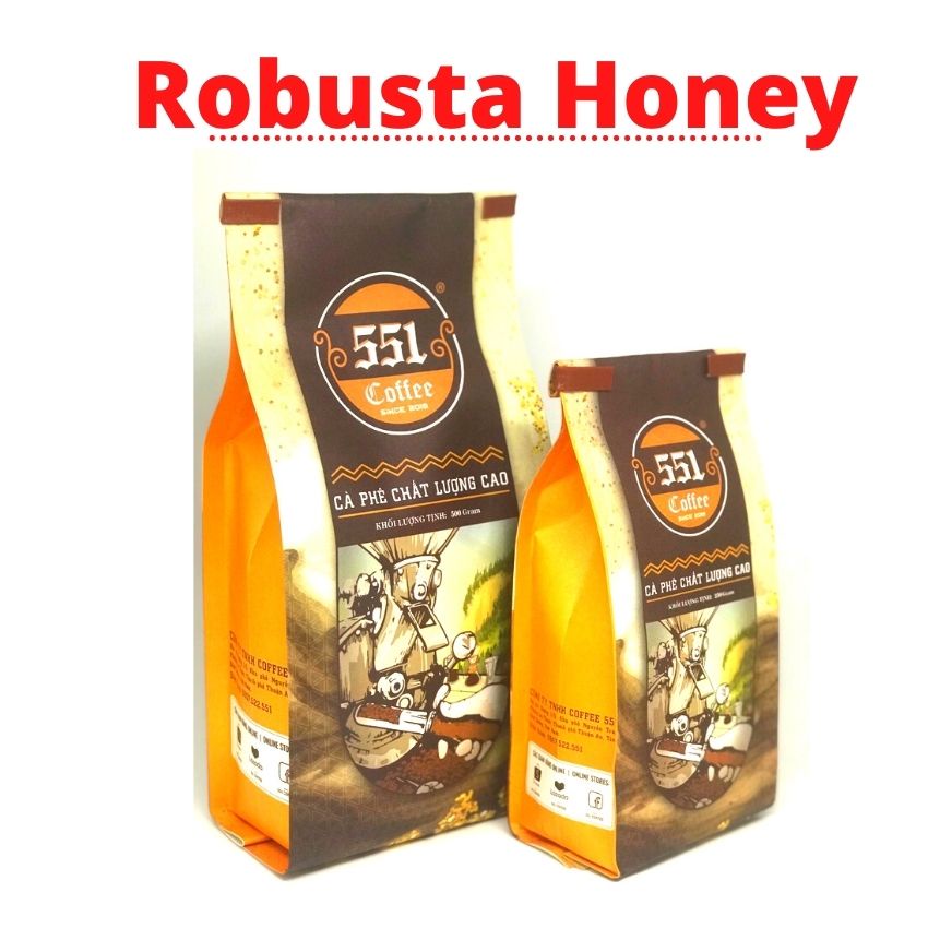 [TẶNG PHIN NHÔM] 500GR Cafe Pha Phin Robusta Honey Chất Lượng Cao 100% Rang Mộc - 551 Coffee