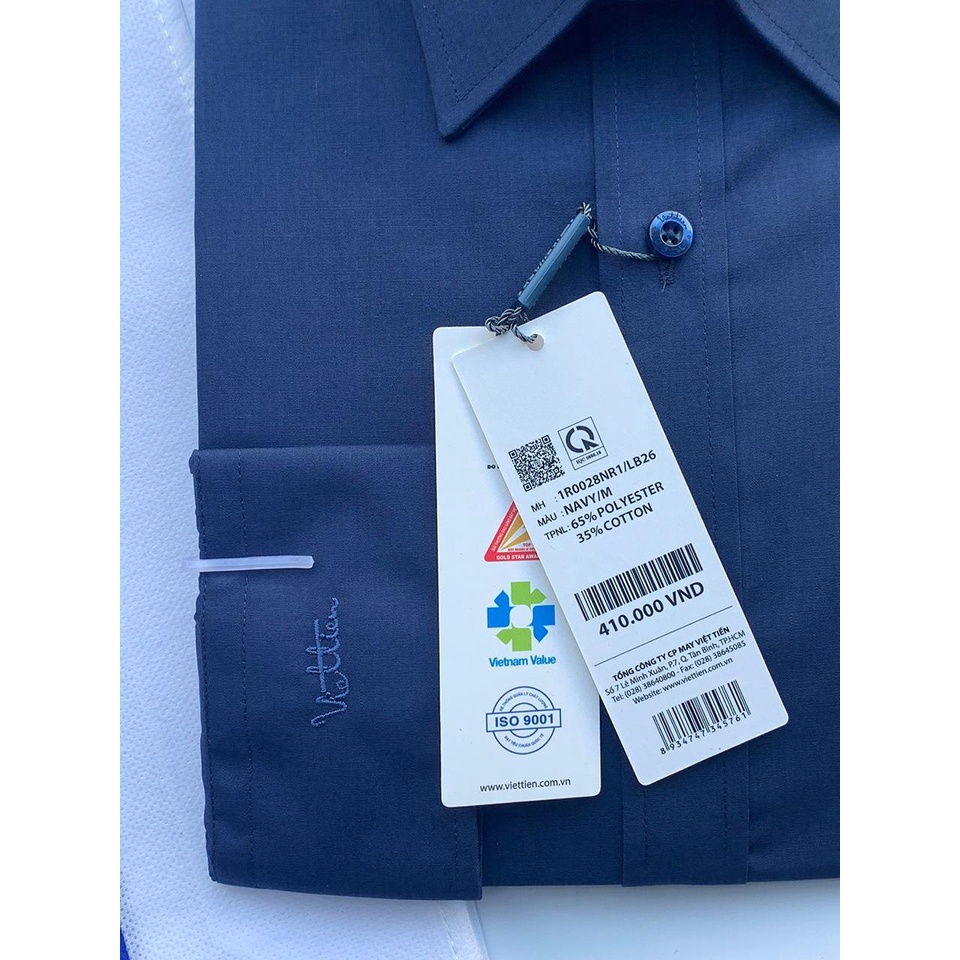 [Chính hãng] Sơ mi màu trơn tay dài Việt Tiến, chính hãng, sơ mi công sở tay dài