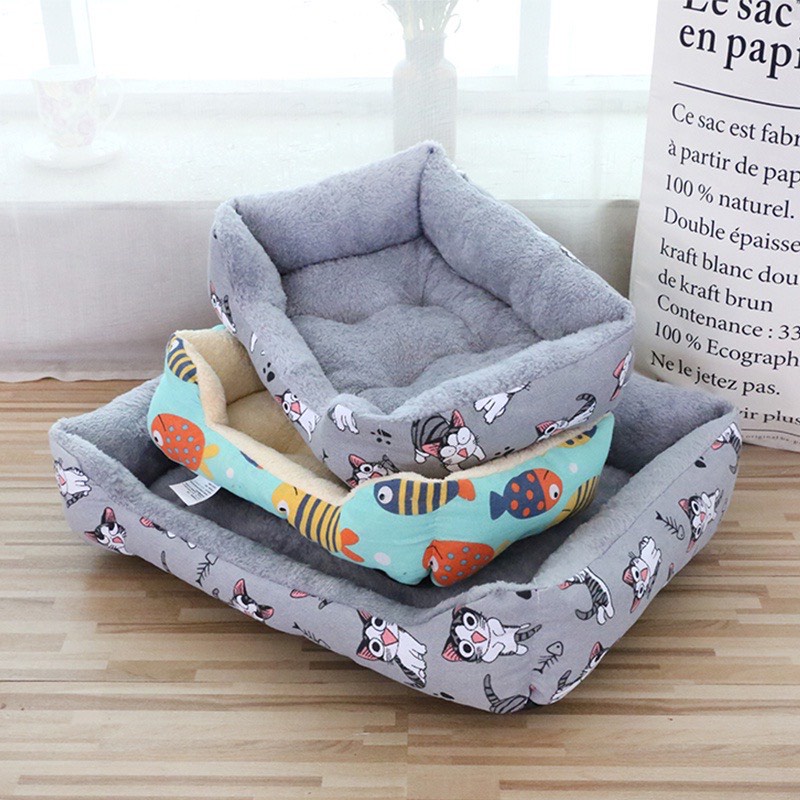 Ổ đệm cho chó mèo kèm gối trái tim cao cấp đế chống thấm chống trượt, ổ đệm chó mèo
