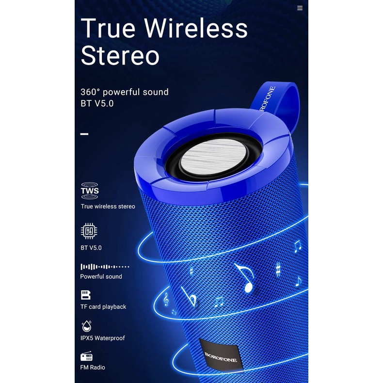 Loa Bluetooth Borofone BR1 Âm Thanh Lớn Rõ, 3D Stereo Music Surround - Bảo Hành 1 Năm