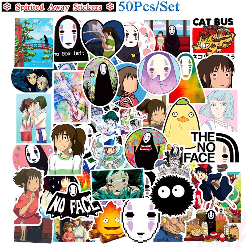 ❉ Miyazaki Hayao - Spirited Away Giấy và decal dán tường ❉ 50Pcs/Set Anime DIY Mixed Laptop Skateboard Doodle Stickers