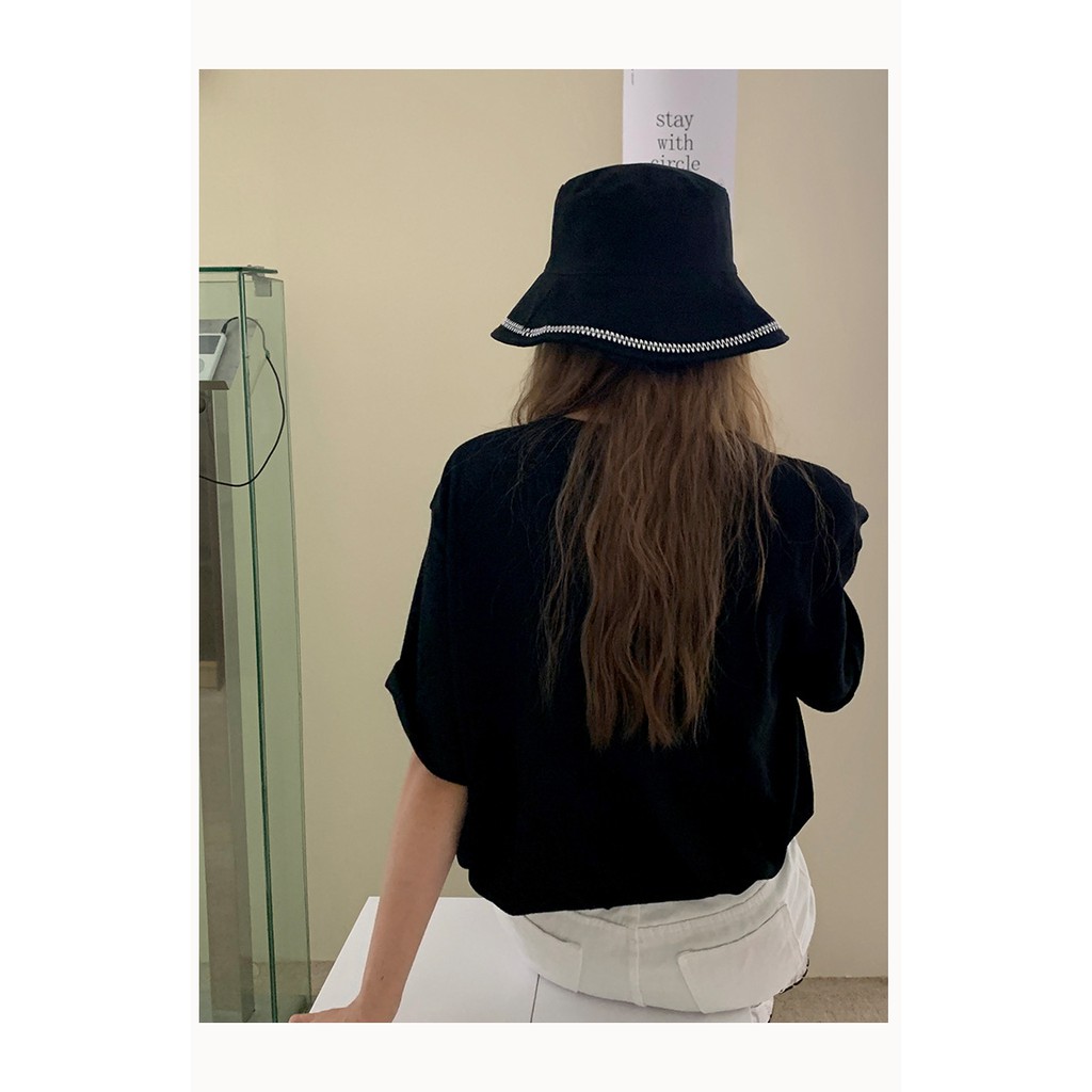 Nón Bucket 2 mặt Màu trơn Mùa Hè Hàn Quốc Mũ xô Tai bèo trơn Thời trang