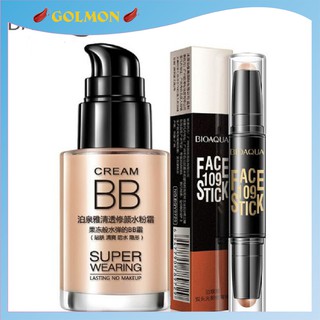 Kem Nền Kem Che Khuyết Điểm BIOAQUA và Bút Tạo Khối Trang Điểm Chuyên Nghiệp GM-KN-B02 Golmon
