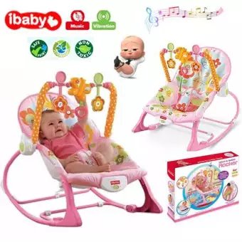 {Màu Hồng }Ghế rung IBaby Rocker-Tibaby Rocker có nhạc và đồ chơi cho bé từ 0 đến 36 tháng tuổi