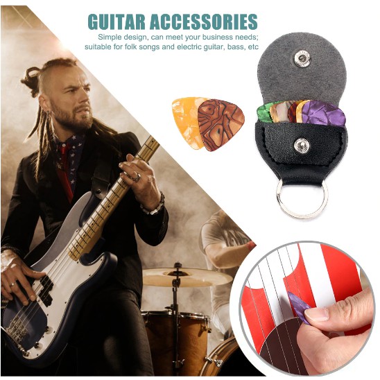 Móc chìa khóa kiêm túi đựng pick guitar bằng da PU bền, đẹp
