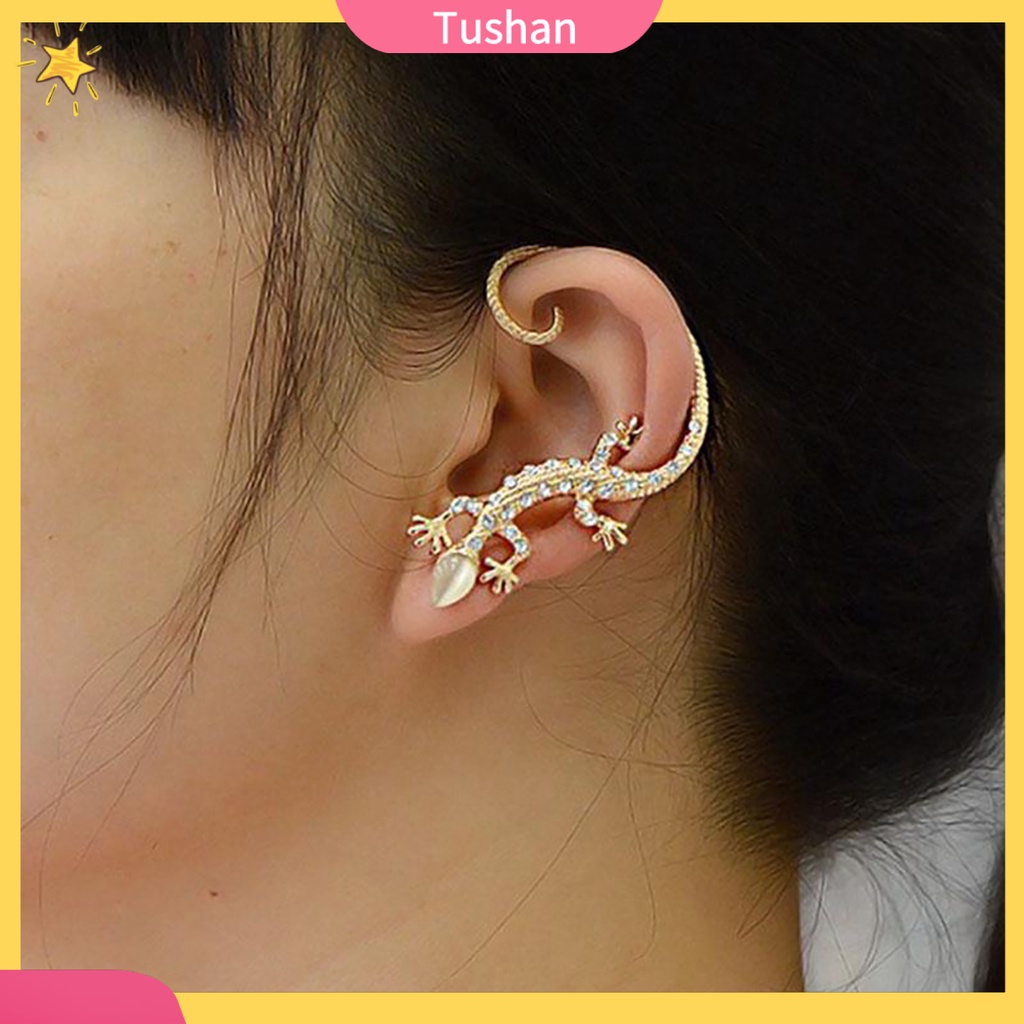 Khuyên kẹp vành tai đính đá hình thằn lằn độc đáo TUSH