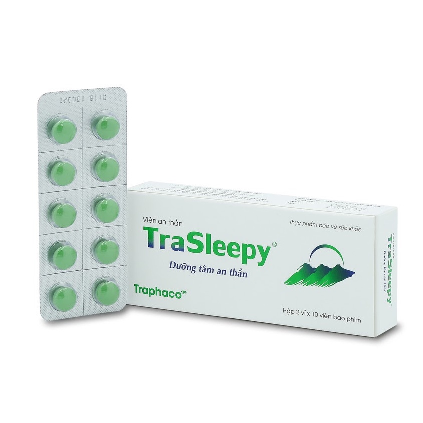 TRASLEEPY – Giúp dưỡng tâm an thần, giúp dễ ngủ, giảm căng thẳng, lo âu (20 viên)