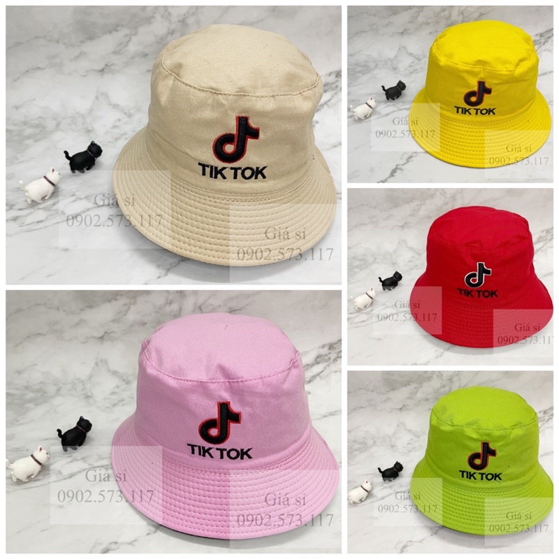 Nón bucket 2 mặt thời trang thêu TIK Cá tính nhiều màu