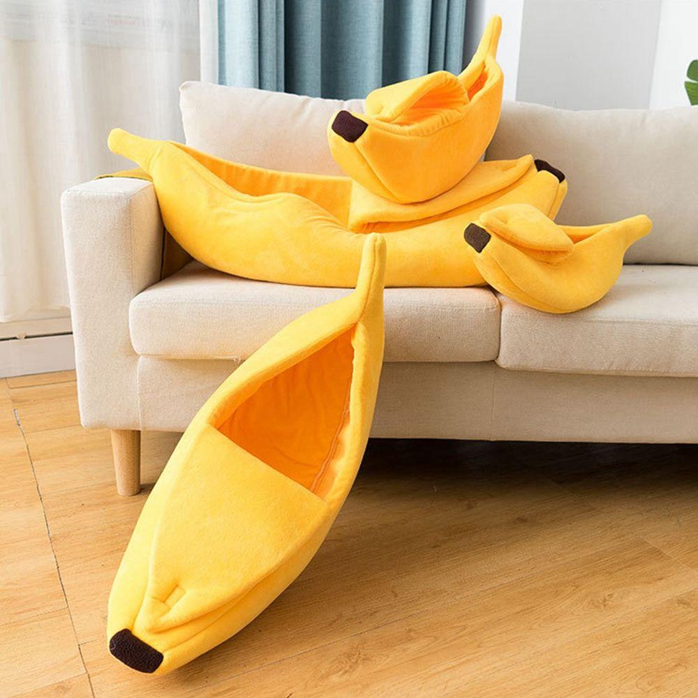 AARON1 Giường Ngủ Hình Quả Chuối Dễ Thương Giữ Ấm Mùa Đông Cho Thú Cưng