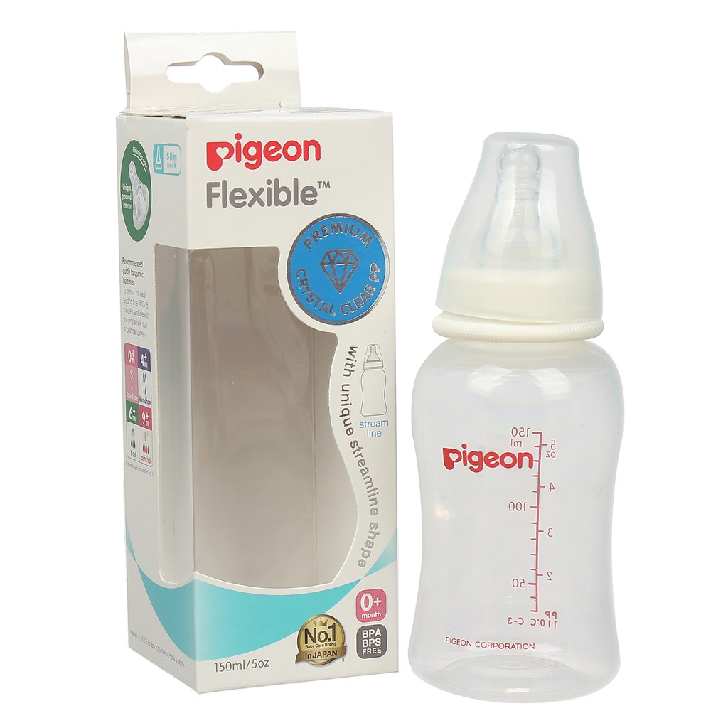 Bình sữa Pigeon PP Streamline 150ml /250ml cổ hẹp (NEW)