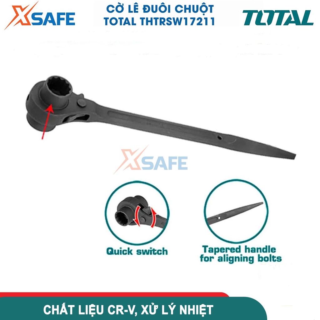 Cờ Lê đuôi chuột thép Cr-V TOTAL size 17x21mm, 19x21mmx 19x24mm, cờ lê chất liệu CRV với 12 điểm, màu đen &amp; bóng mờ