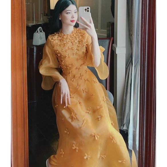 Áo dài cách tân Thiên Kim cover thiết kế vải oganza cao cấp