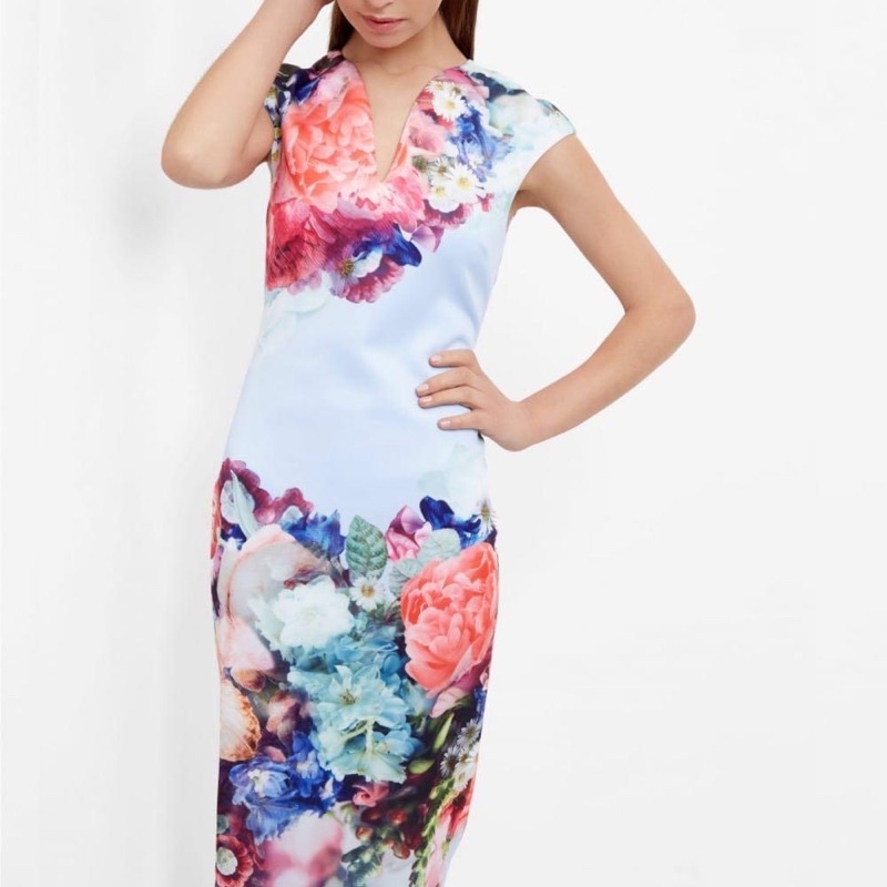 Đầm Ted baker dáng bút chì hoa in siêu đẹp size 3