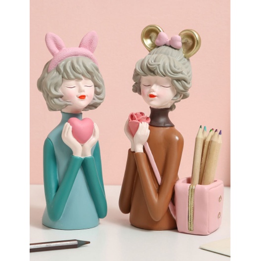 Tượng trang trí hình cô gái phong cách BẮC ÂU decor nhà cửa hoặc đựng bút viết, nhiều mẫu phù hợp trưng bày và quà tặng