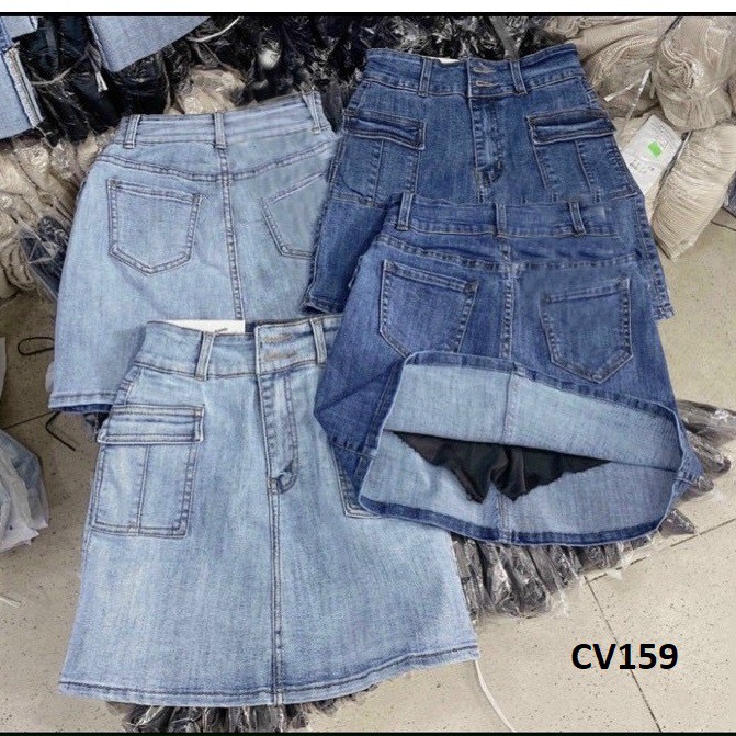 Chân váy jeans co giãn có lót quần dáng A CV159