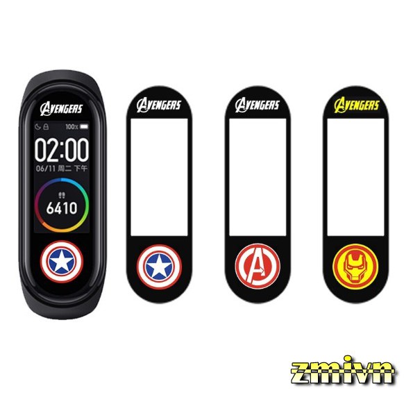 Bộ 3 miếng dán hình Avengers dành cho Xiaomi Miband 4