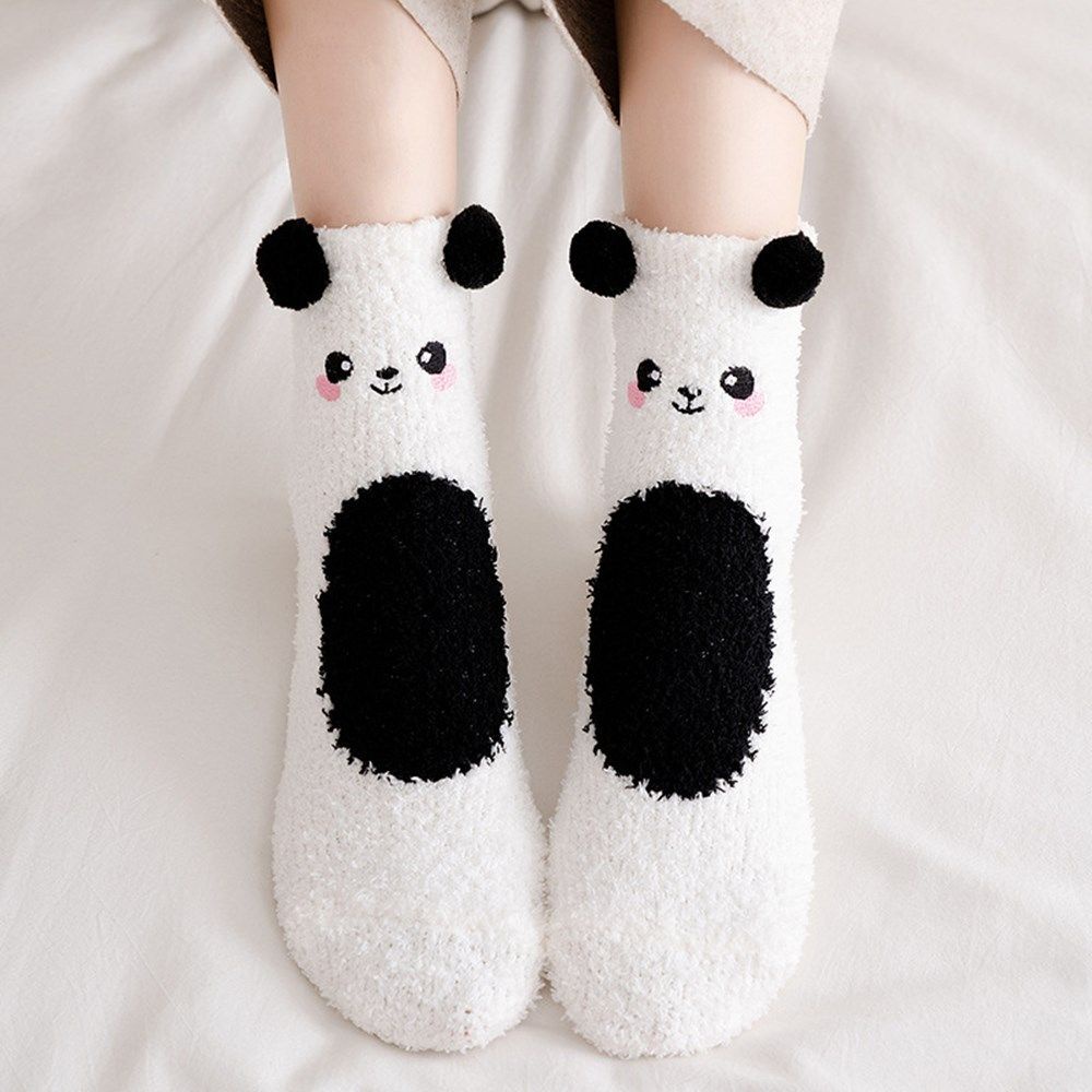 Vớ nhung san hô giữ ấm mềm mại họa tiết gấu dễ thương