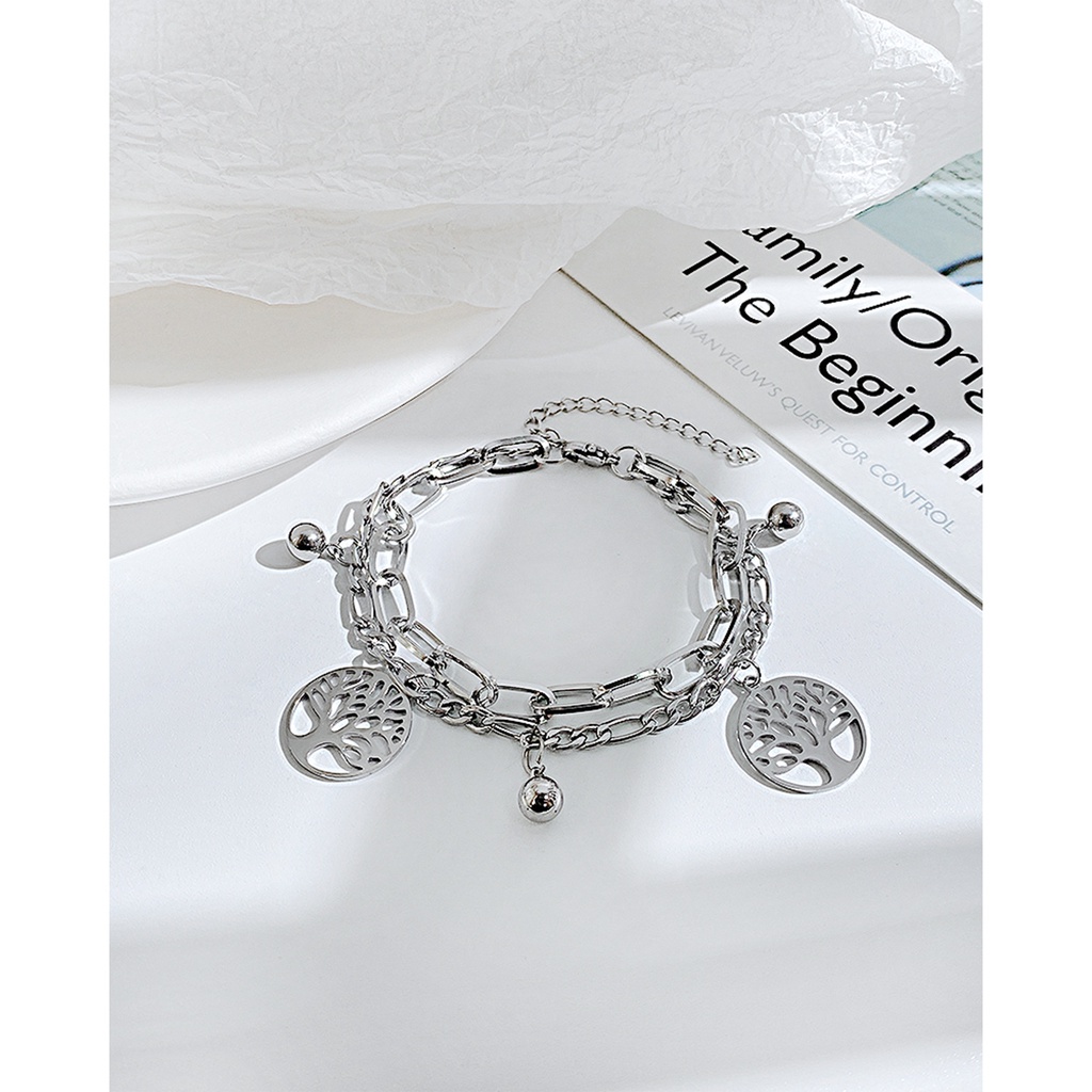 Vòng Tay Nhiều Lớp Bằng Thép Không Gỉ Phong Cách Âu Mỹ Cổ Điển Thời Trang Cho Nữ