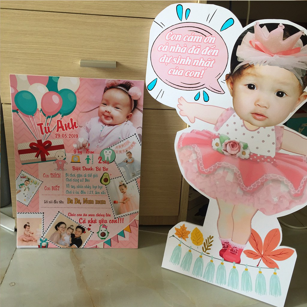 Combo hình Chibi bé trai bé gái để bàn trang trí sinh nhật - Khách Phan Bích