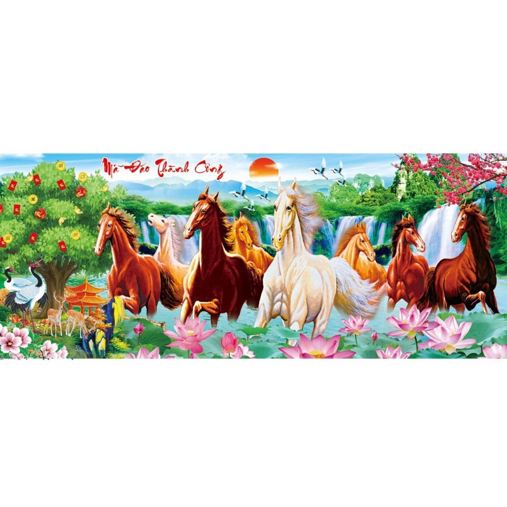 TRANH THÊU 3D MÃ ĐÁO THÀNH CÔNG LV3107- 97x46cm