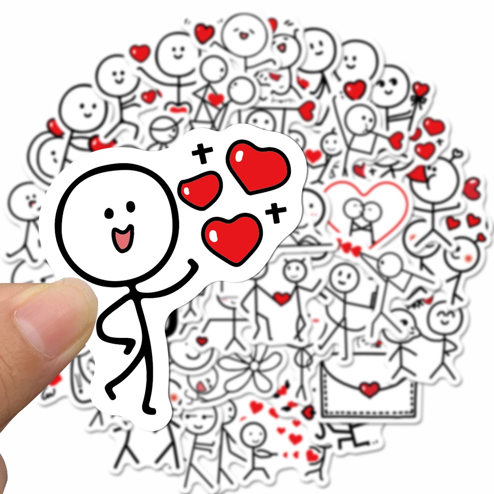 Set 50 miếng dán trang trí cốc nước họa tiết hoạt hình dễ thương chống thấm nước