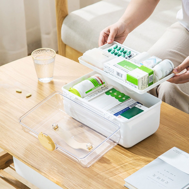 Hộp Đựng Mỹ Phẩm Để Bàn Hai Tầng Bằng Nhựa Sức Chứa Lớn Chống Bụi