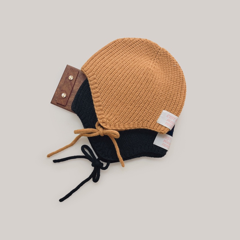 Mũ beanie Trùm Tai Màu Trơn Dễ Thương Cho Bé