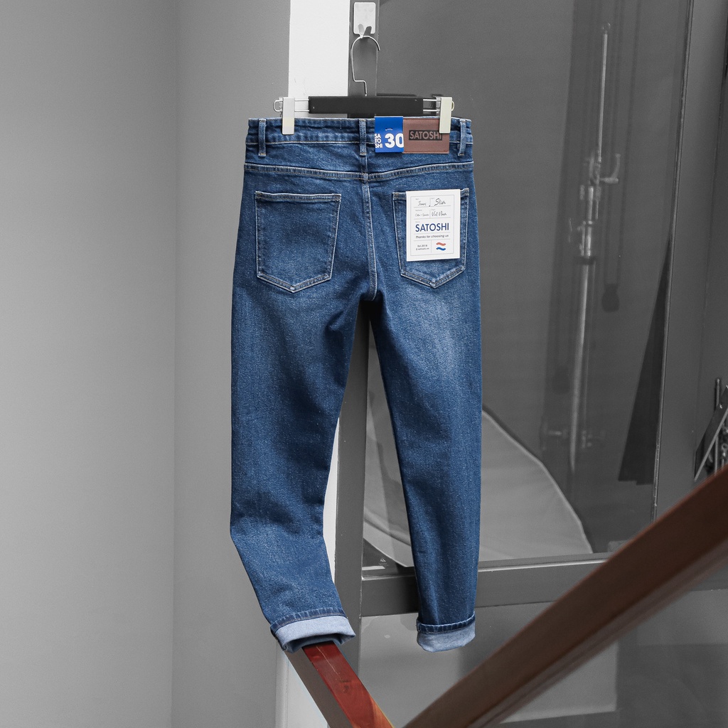 Quần Jean nam Satoshi SAQJ66 xanh wash slimfit năng động thoải mái khi mặc