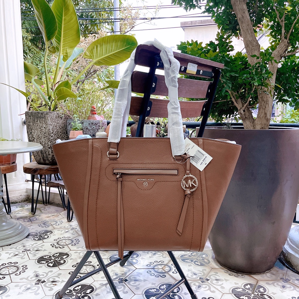 Túi Michael Kors Carine Medium Pebbled Leather tote bag 30S1GCCT3L Luggage