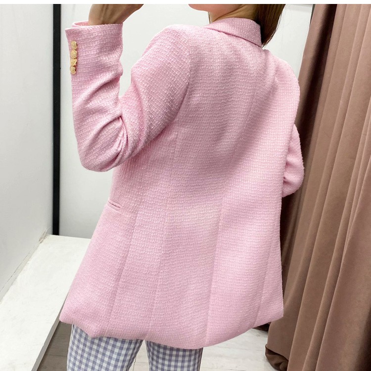 ÁO BLAZER ZRA NỮ MÀU HỒNG VẢI DỆT HAI HÀNG KHUY | BigBuy360 - bigbuy360.vn