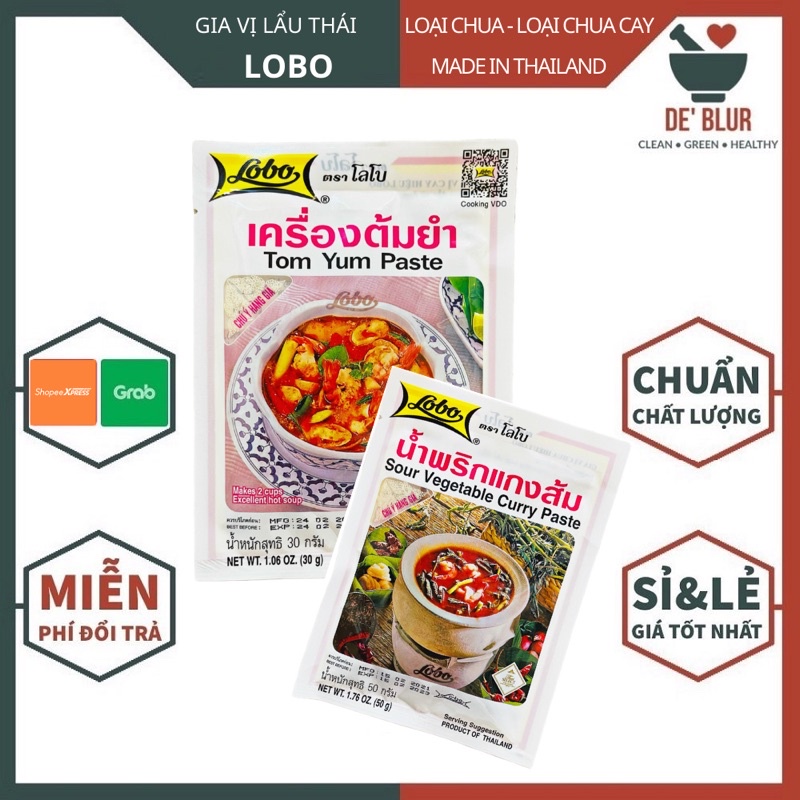 Gia Vị Lẩu Thái  Lobo / Thái Lan / Sour Vegetable Curry Paste - 50GR / Tom Yum Paste - 30GR
