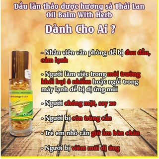 01 CHAI DẦU LĂN THẢO DƯỢC 8ML 4 MÙI (HÀNG NỘI ĐỊA THÁI LAN)