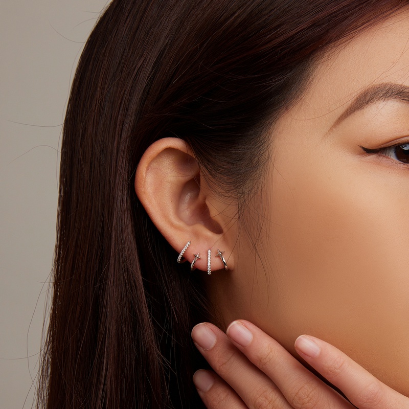 BAMOER Bông Tai Nhiều Lớp Hình Rắn Đính Đá Zircon Thời Trang Cho Nữ