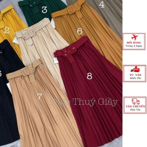 Chân váy nữ công sở xếp ly dáng dài ulzzang Hàn Quốc phong cách bánh bèo