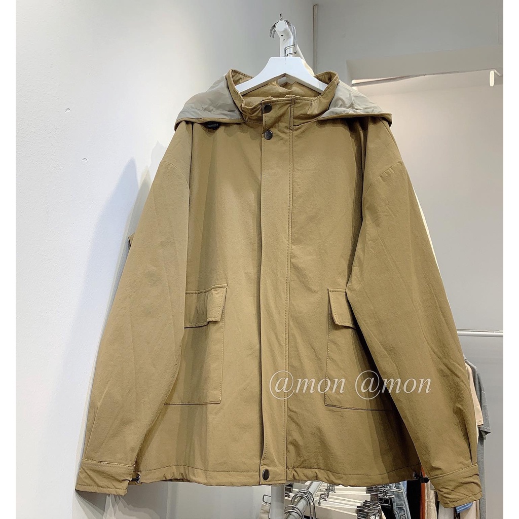 2101645 Áo khoác gió - áo khoác unisex nam nữ chất gió có mũ liền áo - có lót trong freesize | BigBuy360 - bigbuy360.vn