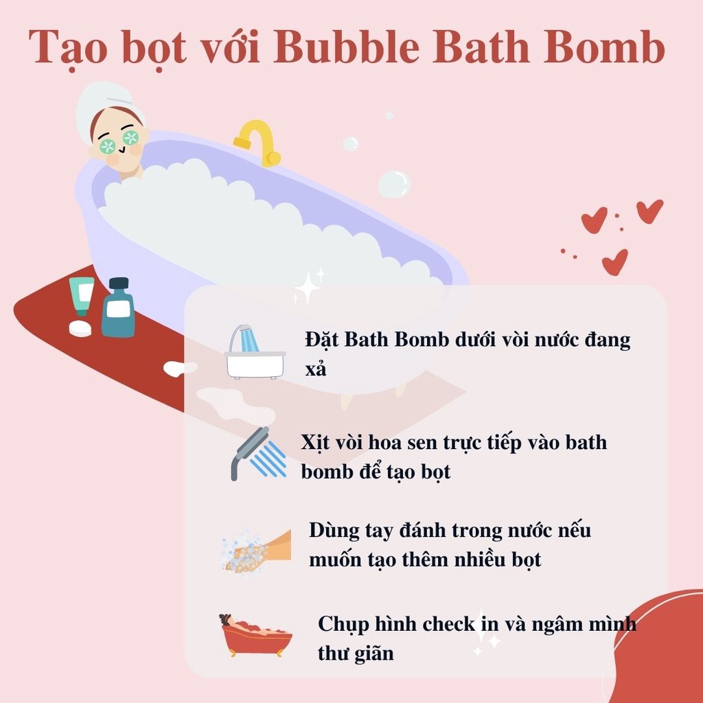 Bom tắm Tạo Bọt - Super Bubble Bath Bomb- Romantic Bath Bomb|- 100g