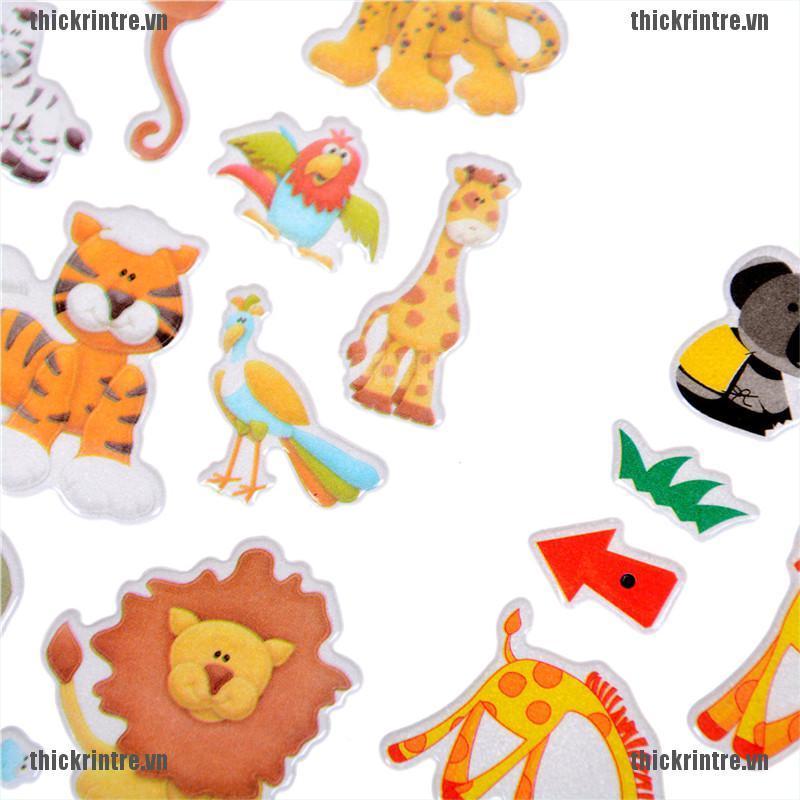 <Hot~new>Kids Toys Cartoon Cute Animals Zoo 3D Stickers Children Girls Boys PVC Stickers