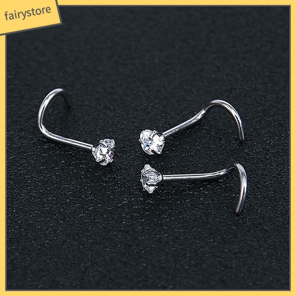 Set 3 Khuyên Mũi Bằng Thép Không Gỉ Đính Đá Thời Trang