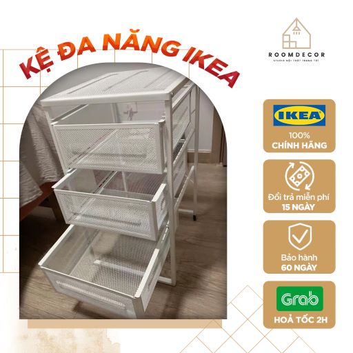 Kệ Đựng Đồ Đa Năng IKEA 3 Tầng Có Bánh Xe Chắc Chắn, Kệ Đựng Mỹ Phẩm, Để Đồ Nhà Bếp, Để Sách, Kệ Spa