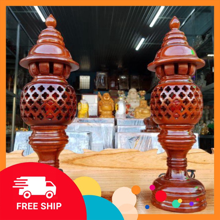 Mỹ Nghệ Bắc Ninh  CẶP ĐÈN TỔ ONG GỖ TRÀM CAO 36CM