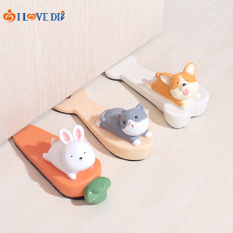 Miếng Chặn Cửa Bằng Cao Su Mềm Chống Va Đập Hình Thỏ Vịt Hoạt Hình Dễ Thương