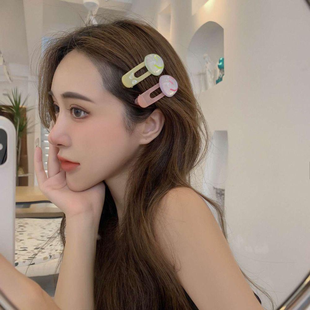Kẹp Tóc Nhựa Trong Suốt Hình Mặt Cười Dễ Thương Phong Cách Hàn Quốc