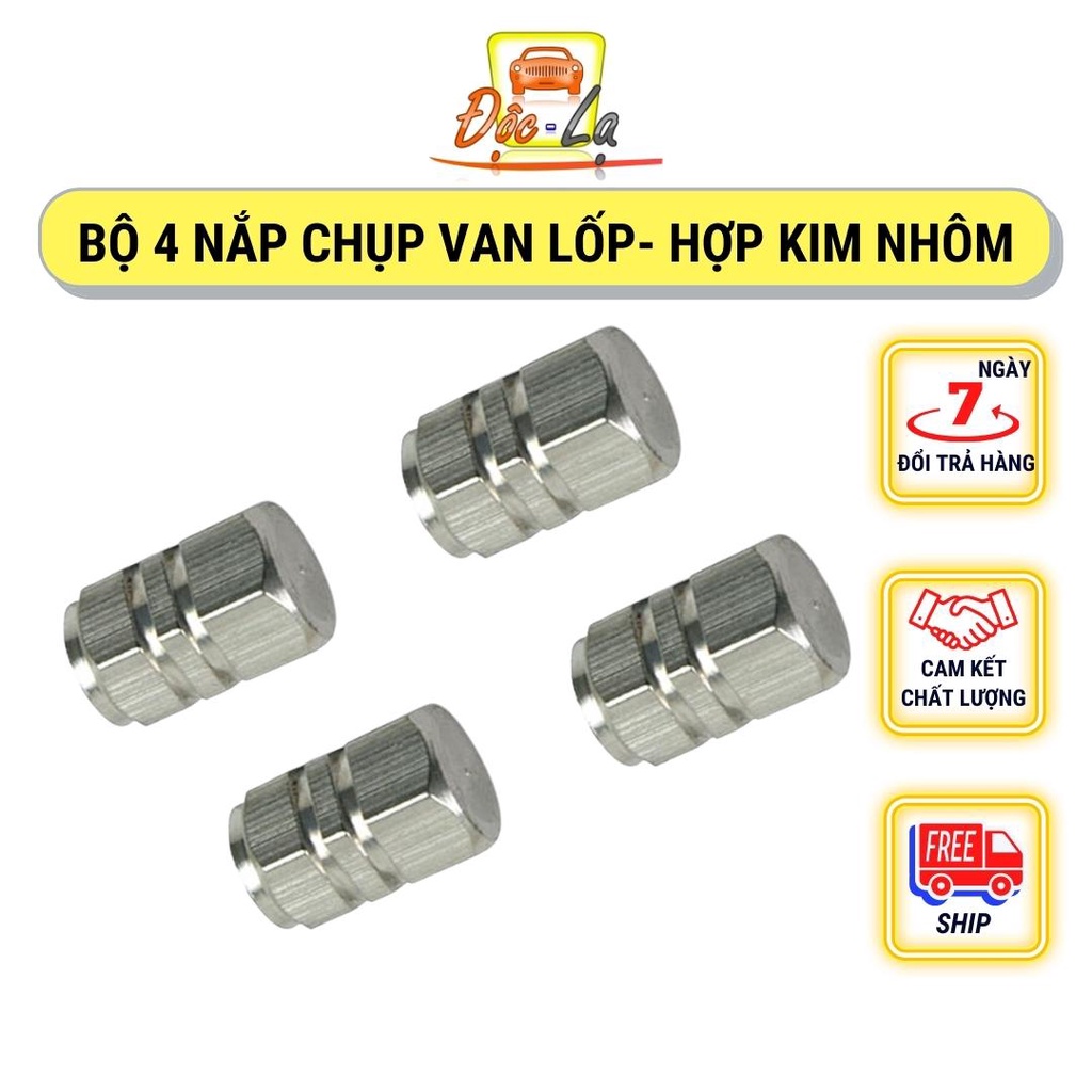 Bộ 4 Nắp Van Lốp Xe Ô Tô Chất Liệu Hợp Kim Nhôm