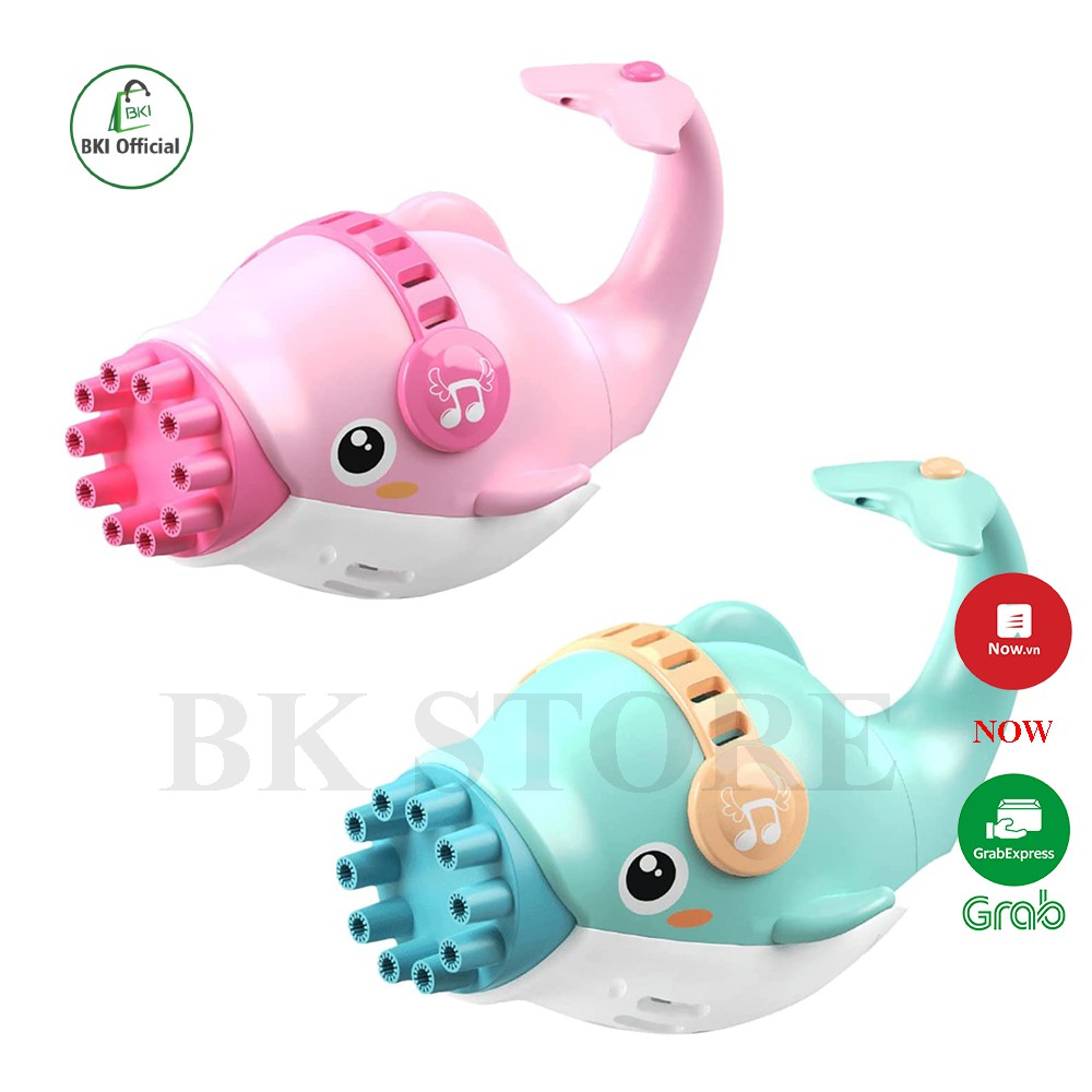 Súng Bắn Bong Bóng Cá Heo Cầm Tay, Súng Thổi Bong Bóng Xà Phòng 10 Đầu Thổi Cho Bé